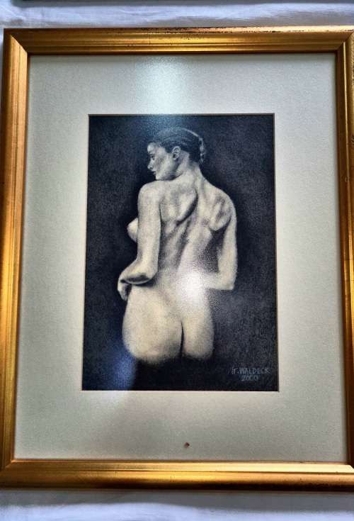 ONE BID FOR SET OF 4 FRAMED ORIGNAL ART BY G.WALDECK 2000