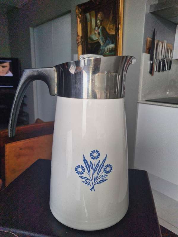 Vintage  Corning Ware 10-Cup Enamel Stovetop Coffee Percolator / Coffee Maker / Coffee Pot
