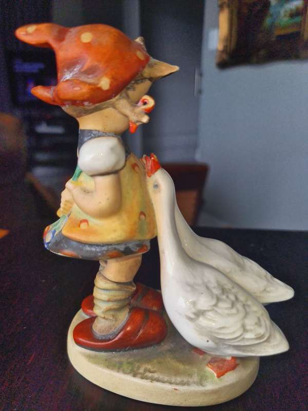 Vintage 1960`s Signed Goebel Hummel Goose Girl Figurine- Hummel Number