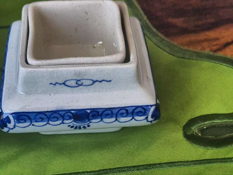 Very Rare!!!  Antique Delftware Writing / Desk Set & inkwell
