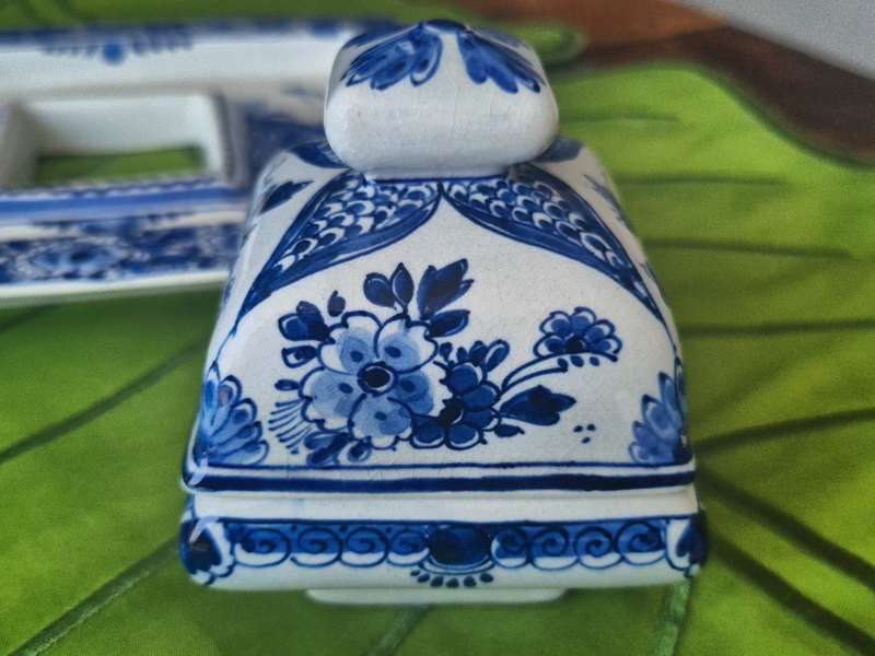 Very Rare!!!  Antique Delftware Writing / Desk Set & inkwell