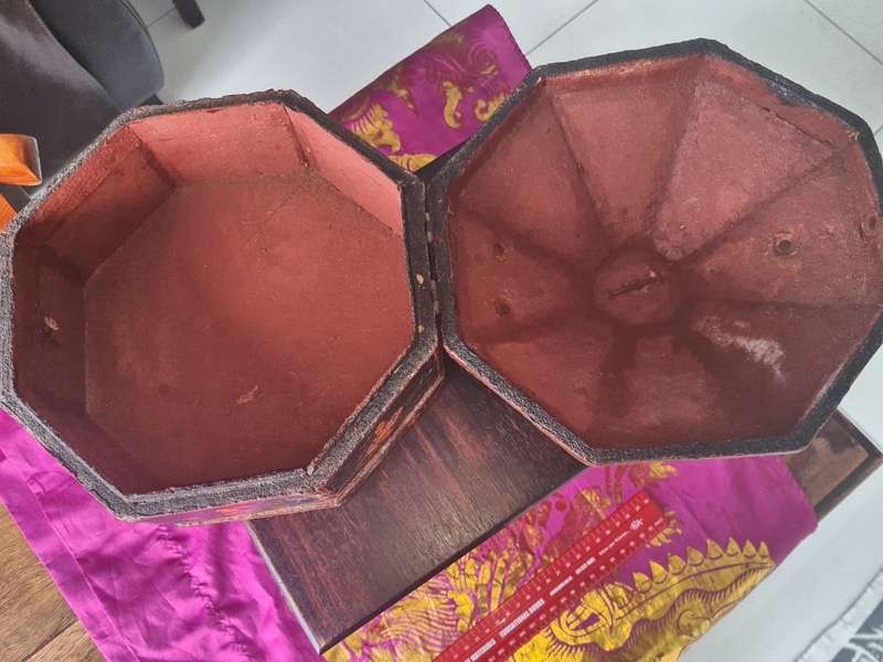Antique hand painted Indian octagonal madras jewellery box