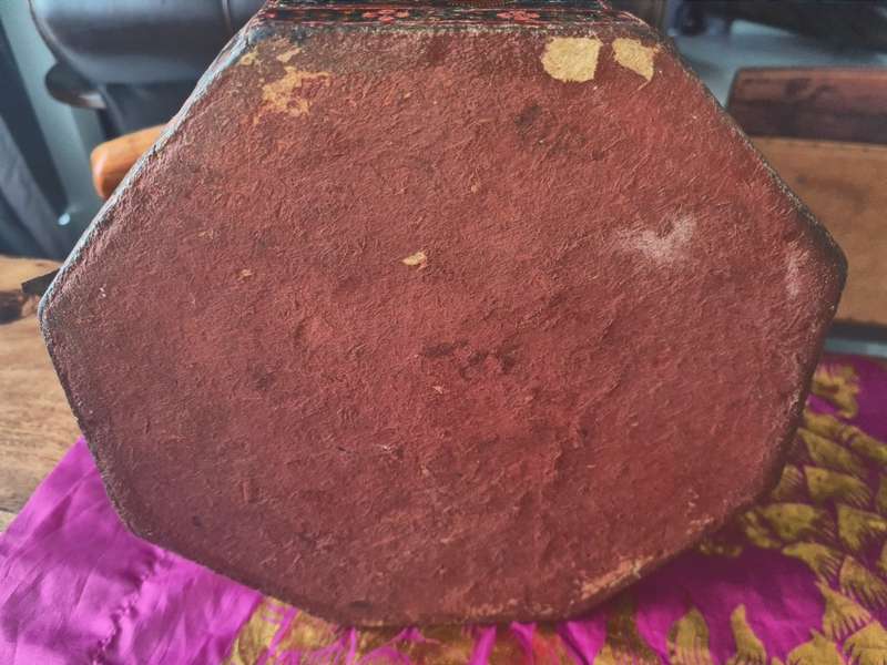 Antique hand painted Indian octagonal madras jewellery box