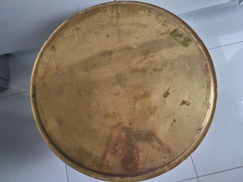 58CM Large Moroccan brass tray table on fold up stand