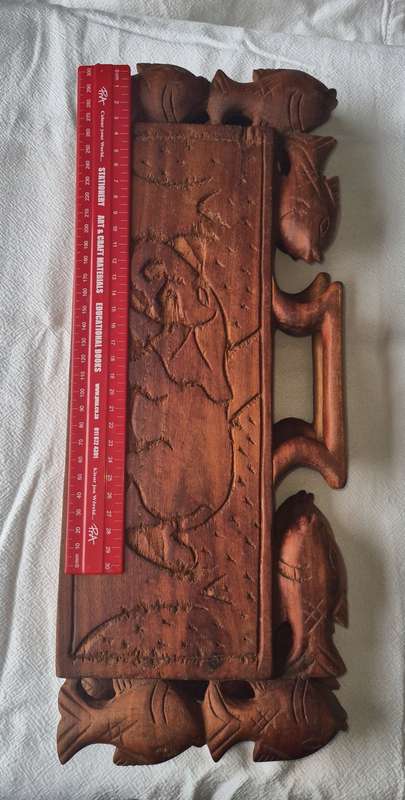 Large Dark Hardwood Mancala Board  /  Bao Board Game Handmade