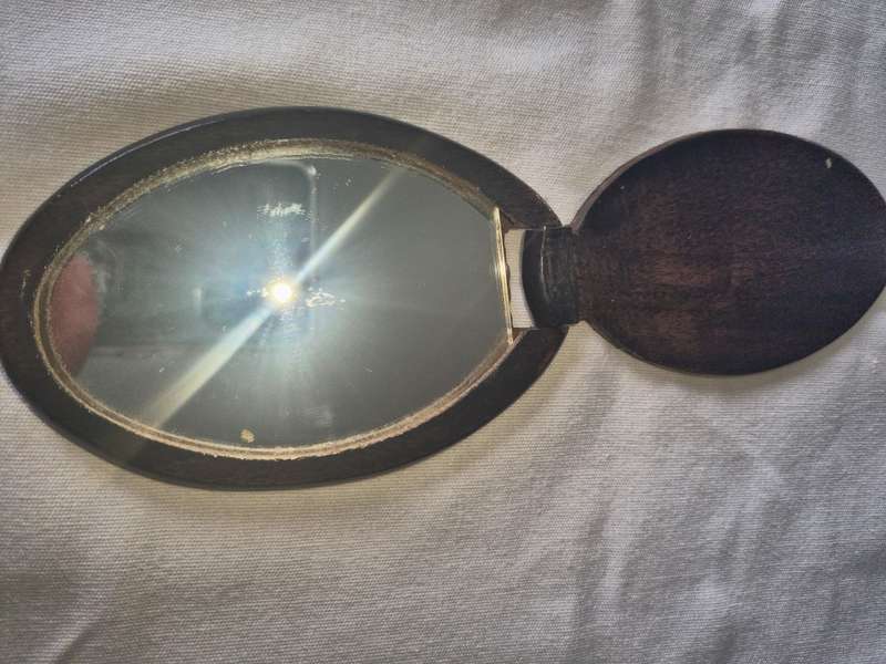 Vintage Folding Pocket Mirror Vietnam Handcrafted Wood Mother of Pearl Inlaid