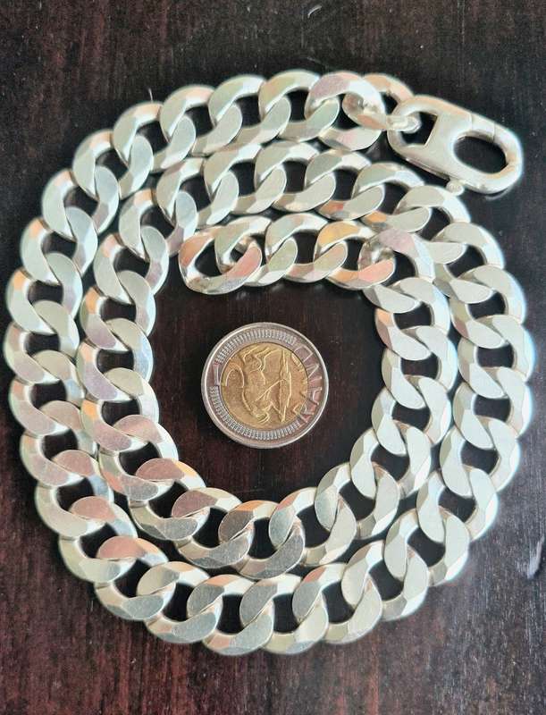 Italian Very Heavy 925 Sterling Silver Curb Link Chain 15mm x 143,6grams x 60mc long