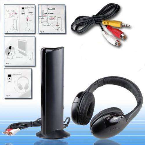 5-in-1 Wireless/Wired Headphones Earphones with FM Radio, Microphone, Listen to MP3, CD, TV