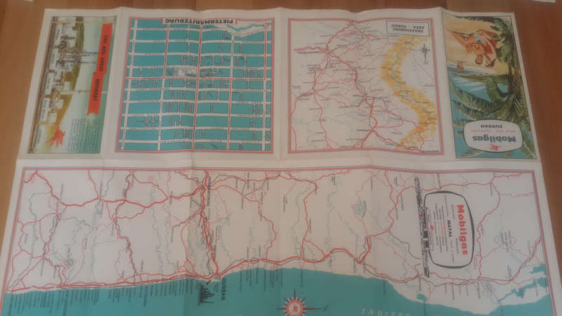 VINTAGE MOBILGAS ROAD MAP OF DURBAN