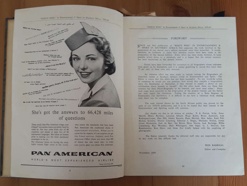 Who's Who in Entertainment and Sport in Southern Africa 1959-60