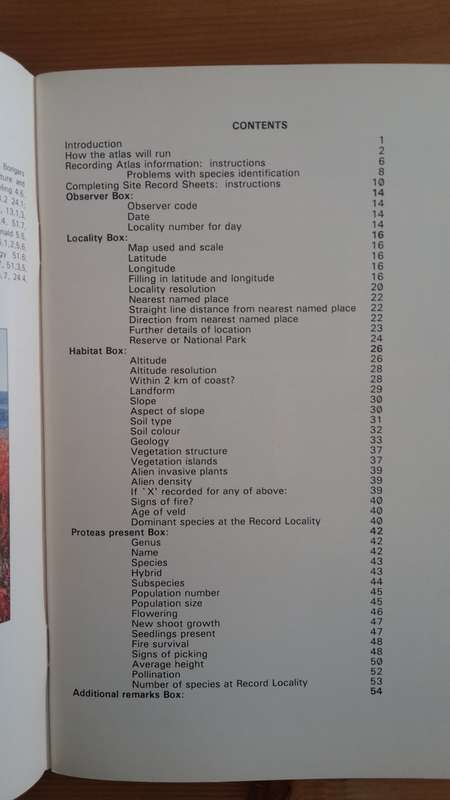 PROTEA ATLAS MANUAL: Instruction Booklet to the Protea Atlas Project