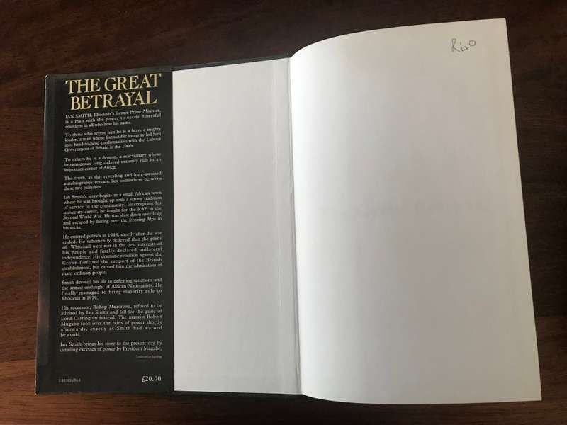 *INSCRIBED* The Great Betrayal: The Memoirs of Ian Douglas Smith
