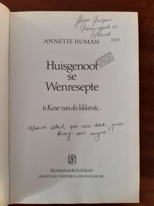 Huisgenoot se Wenresepte (n' Keur van die lekkerste)