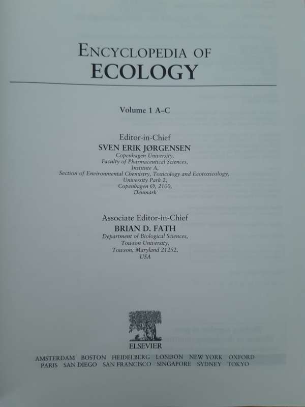 Encyclopedia of Ecology, Five-Volume Set - Editors in Chief: S.E. Jorgensen