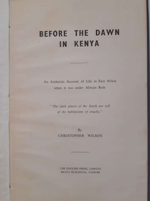 *HALF PRICE SALE!* Before the Dawn in Kenya - Christopher Wilson