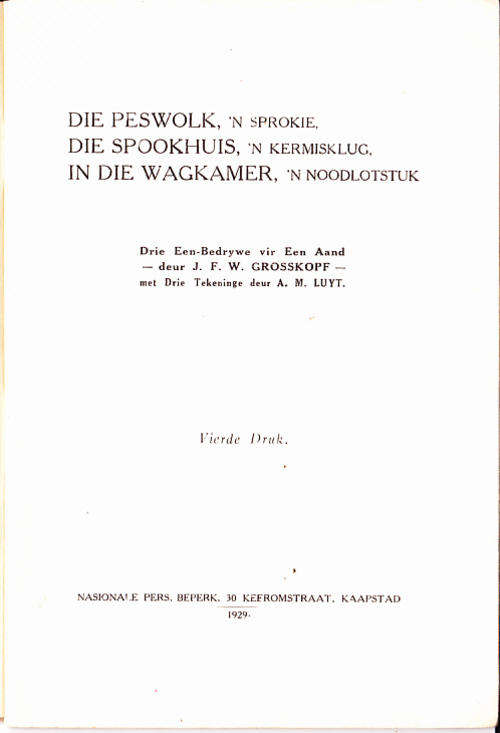 J. F. W. Grosskopf - Drie Een-bedrywe (1929)