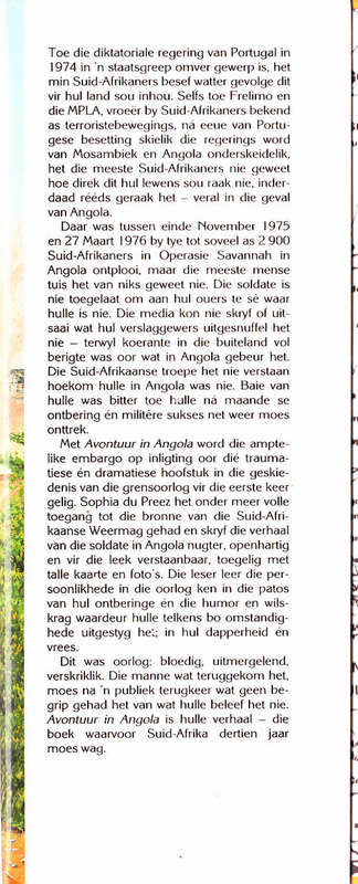 Avontuur in Angola: die verhaal van Suid-Afrika se soldate in Angola, 1975-1976 (Sophia du Preez)