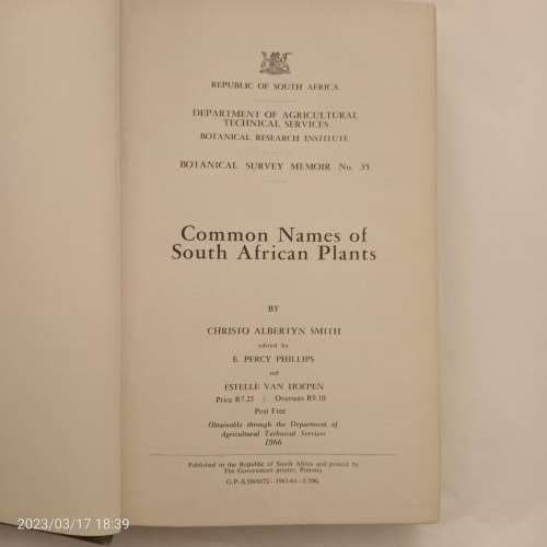 Common Names of South African Plants - Christo Albertyn Smith