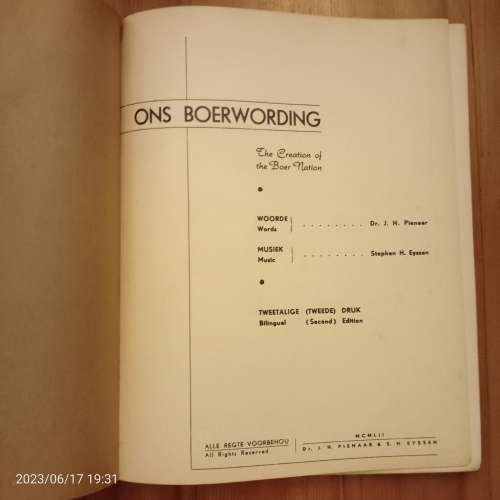 Ons Boerwording 1486-1949 The Creation of the Boer Nation
