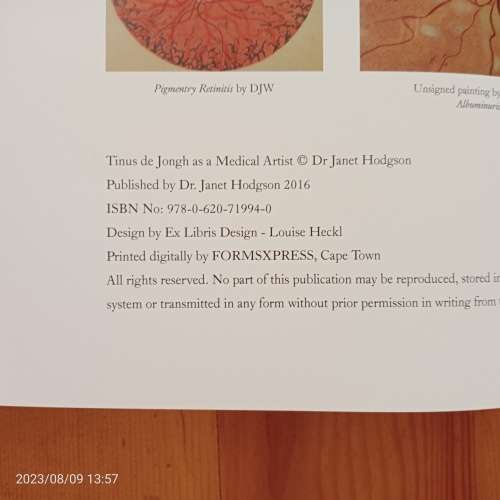 Tinus De Jongh As A Medical Artist (Signed by the author Janet Hodgson)