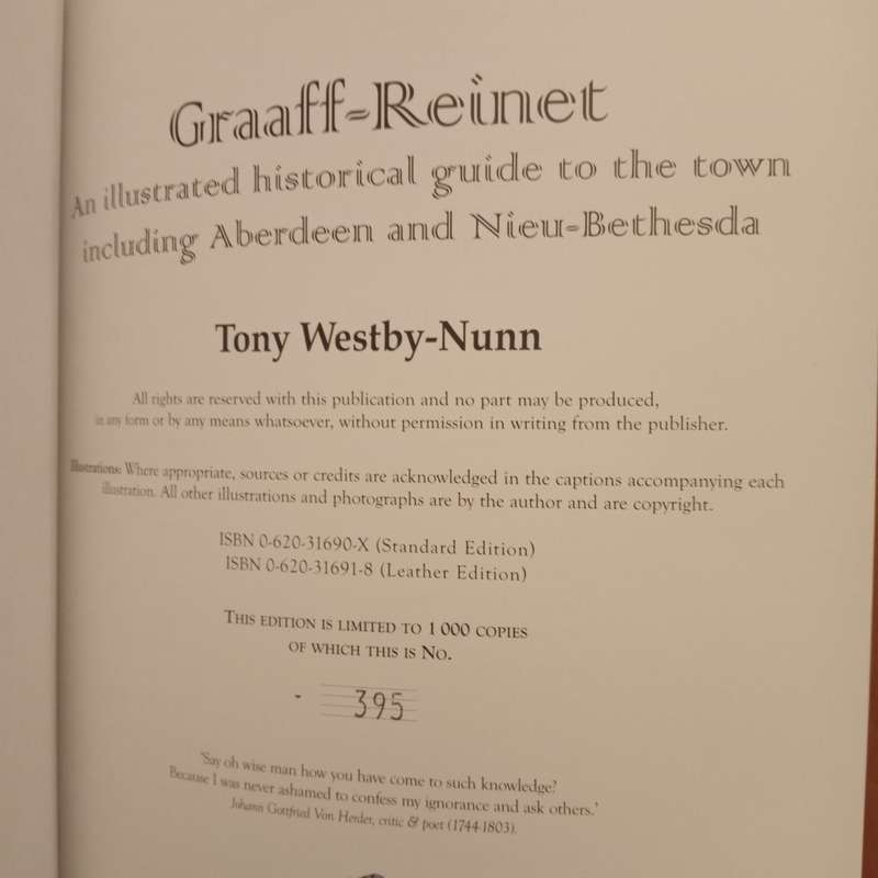 Graaff-Reinet. An illustrated historical guide to the town including Aberdeen and Nieu-Bethesda