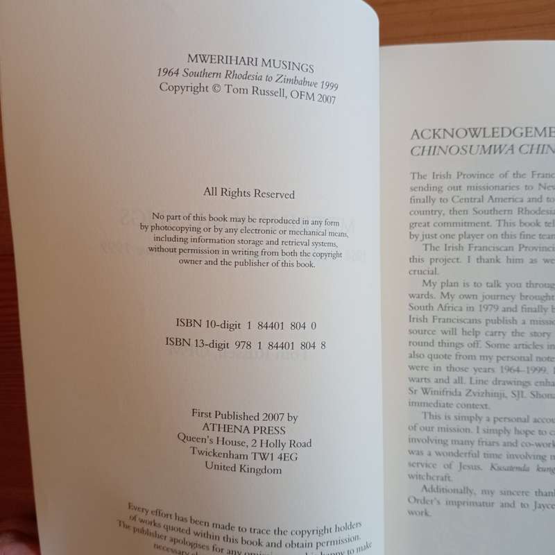 Mwerihari Musings: `1964 Southern Rhodesia to Zimbabwe 1999` - Tom Russell