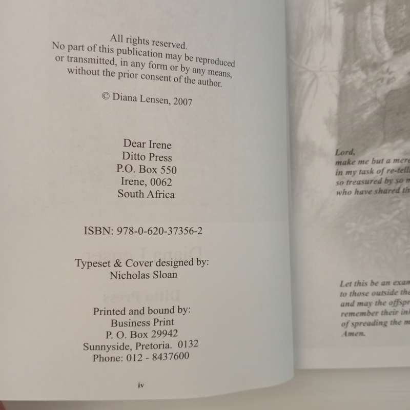 CLEARANCE! Dear Irene An anecdotal account of how the village grew - Diana Lensen