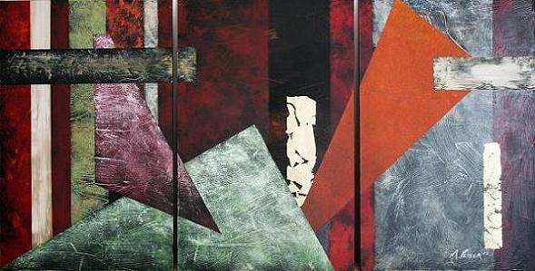 Original by Mario Pelser - 3 panel (Modern Abstract painting) Vibrant colors - size 1020 x 530