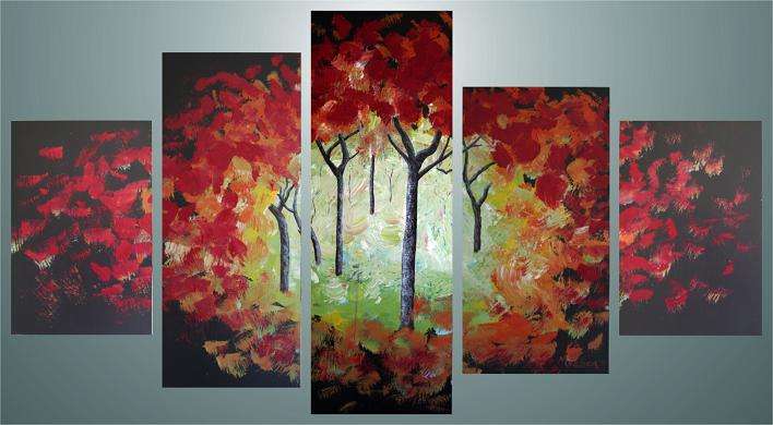 Original by Mario Pelser - Landscape Impressionist  - 5 Panel Group Painting - size 1185 x 640
