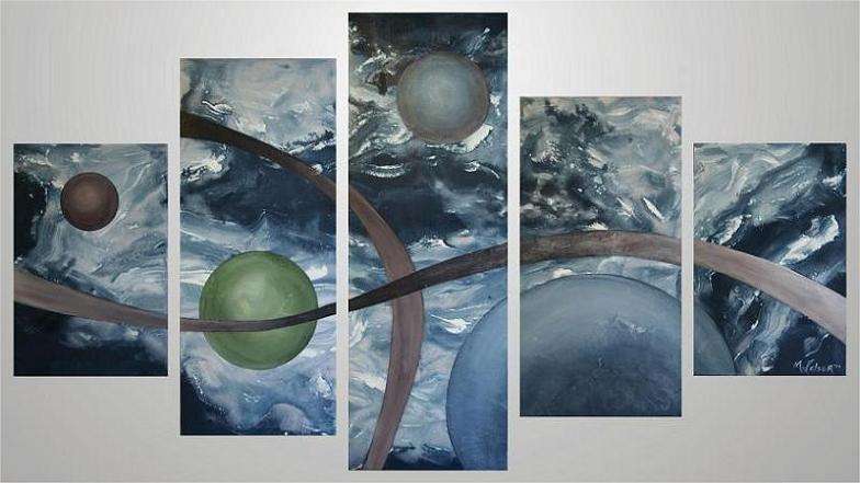 Original by Mario Pelser - Abstract 5 Panel Group Painting - size 1185 x 640