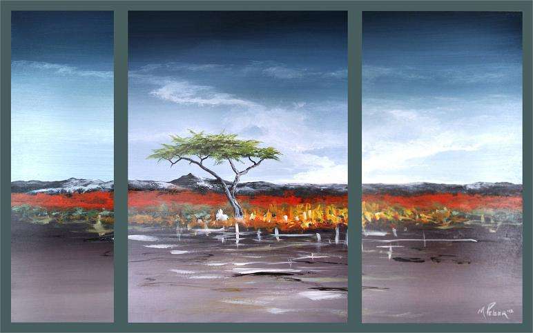 Original by Mario Pelser - Isolation 3  - 3 Panel Group Painting - size 1080 x 595