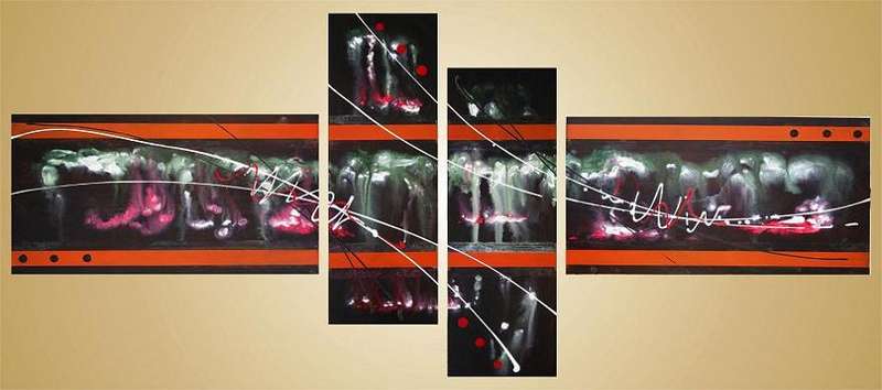 Original by Mario Pelser - Abstract  - 4 Panel Group Painting - size 1680 x 700