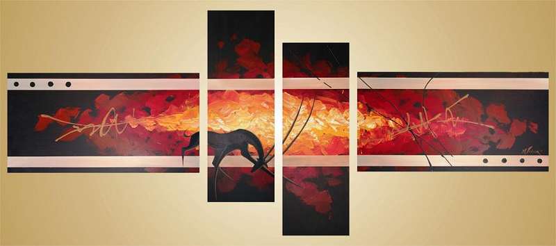 Original by Mario Pelser - Abstract  - 4 Panel Group Painting - size 1680 x 700