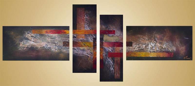 Original by Mario Pelser - Abstract  - 4 Panel Group Painting - size 1680 x 700