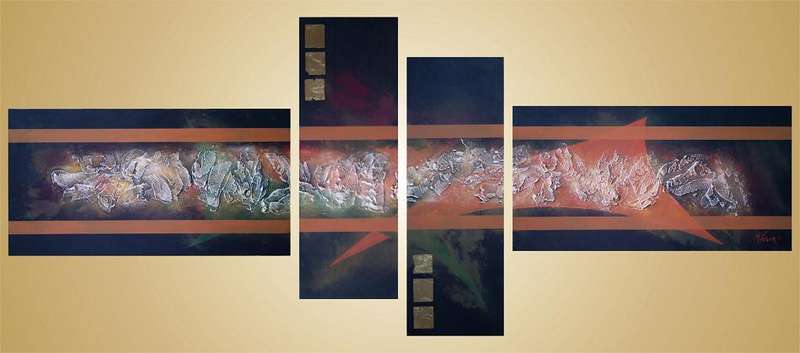 Original by Mario Pelser - Abstract  - 4 Panel Group Painting - size 1680 x 700