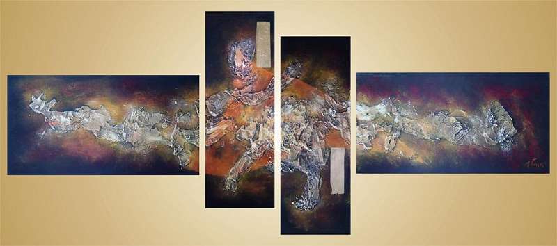 Original by Mario Pelser - Abstract  - 4 Panel Group Painting - size 1680 x 700