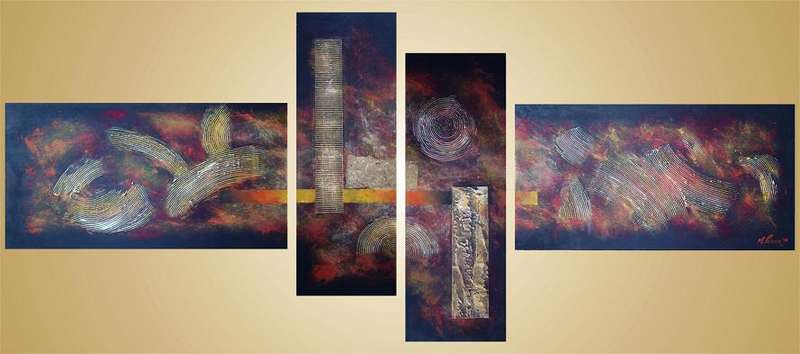 Original by Mario Pelser - Abstract  - 4 Panel Group Painting - size 1680 x 700