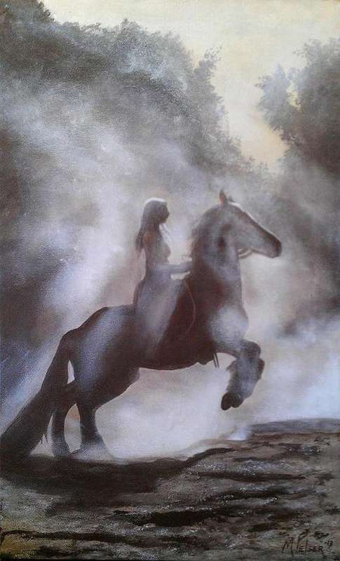 INVESTMENT ARTWORK - Original Mario Pelser (1976-) "Morning ride" 80cm x 50cm