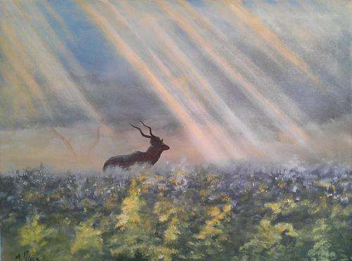 INVESTMENT ARTWORK - Original Mario Pelser (1976-) "Kudu at Dawn" 80cm x 60cm