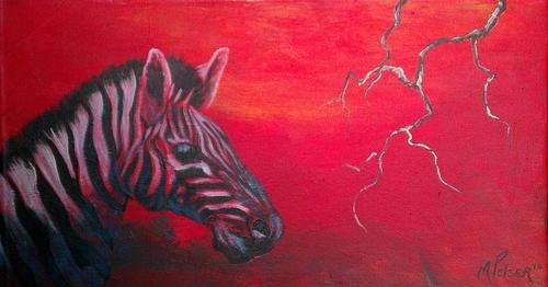 INVESTMENT ARTWORK - Original Mario Pelser (1976-) "Zebra" 30cm x 60cm