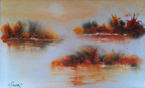 INVESTMENT ARTWORK - Original Mario Pelser (1976-) "Pond at sunset 2" 500mm x 800mm