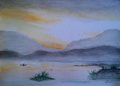 INVESTMENT ARTWORK - Original Mario Pelser "Gone fishing" 296mm x 420mm (A3)