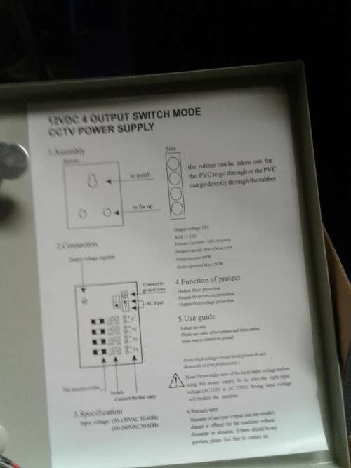 12VDC 4 OUTPUT SWITCH MODE CCTV POWER SUPPLY