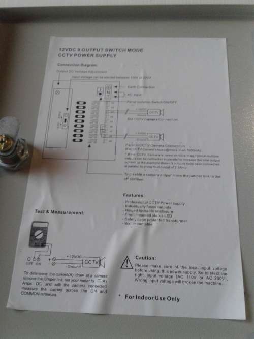 12VDC 9 OUTPUT SWITCH MODE CCTV POWER SUPPLY