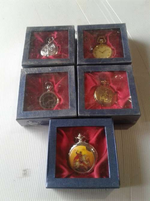 5 X STUNNING METAL CLASSIC QUARTZ POCKETWATCH  (TO CHOOSE OR TAKE ALL )