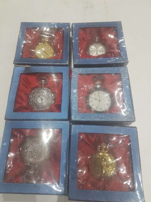 6 X STUNNING CLASSIC METAL QUARTZ POCKETWATCHES (TO CHOSE OR TAKE ALL)