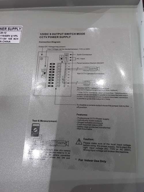 12 VDC,9 OUTPUT SWITCH MODE CCTV POWER SUPPLY