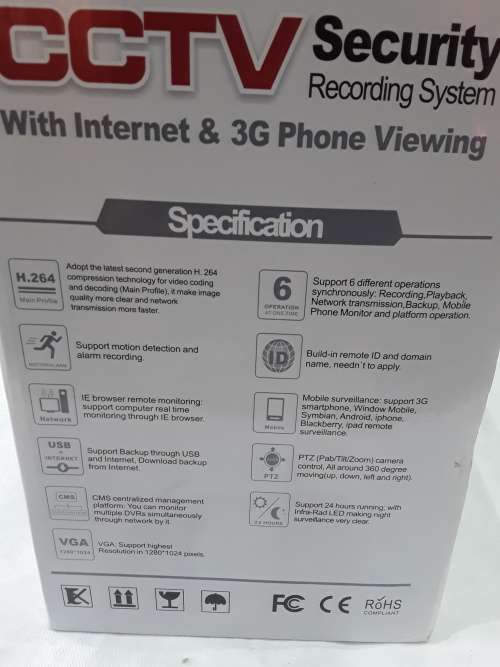 4 CHANNELS CCTV RECORDING KIT(DVR,4x 1200 TVL CAMERAS,4 CABLES,ETC)PHONE VIEWING & INTERNET