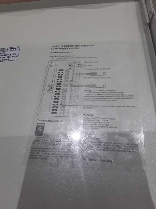 12 VDC,18 OUTPUT SWITCH MODE CCTV POWER SUPPLY
