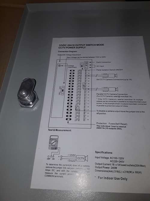 12 VDC,18 OUTPUT SWITCH MODE CCTV POWER SUPPLY